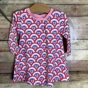 Baby Girl Long Sleeve Dress Hatley Rainbow Hearts Size 6-9 Months